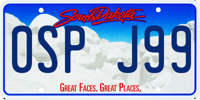 SD license plate 0SPJ99