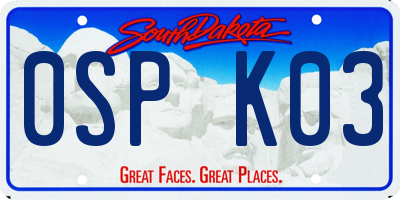 SD license plate 0SPK03