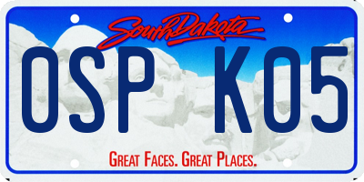 SD license plate 0SPK05