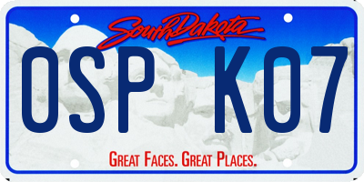 SD license plate 0SPK07