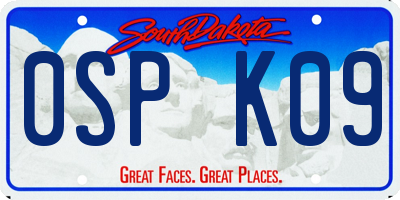 SD license plate 0SPK09