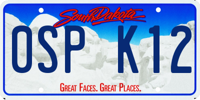 SD license plate 0SPK12