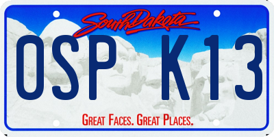 SD license plate 0SPK13