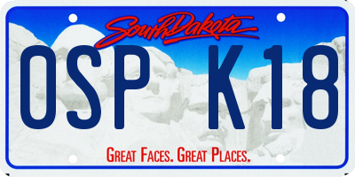 SD license plate 0SPK18