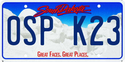SD license plate 0SPK23