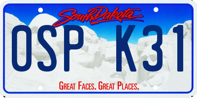 SD license plate 0SPK31