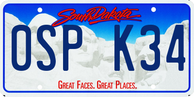 SD license plate 0SPK34