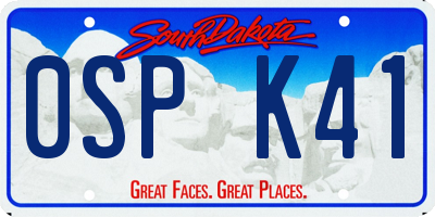 SD license plate 0SPK41