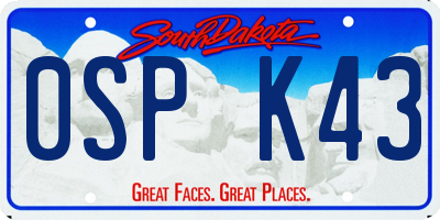 SD license plate 0SPK43