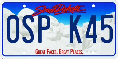 SD license plate 0SPK45