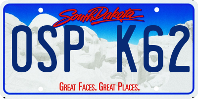 SD license plate 0SPK62