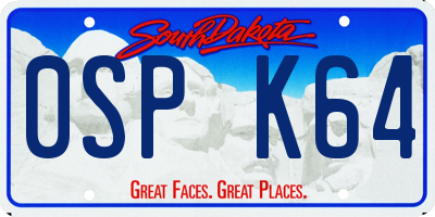 SD license plate 0SPK64