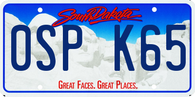 SD license plate 0SPK65