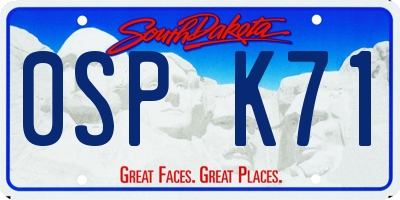 SD license plate 0SPK71