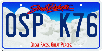 SD license plate 0SPK76