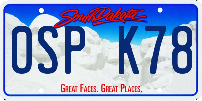 SD license plate 0SPK78
