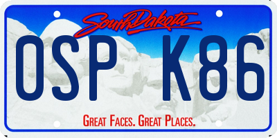 SD license plate 0SPK86