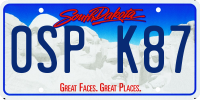 SD license plate 0SPK87