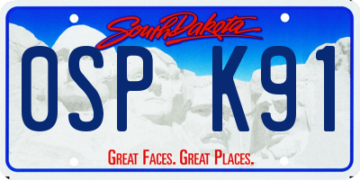 SD license plate 0SPK91
