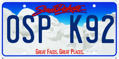 SD license plate 0SPK92