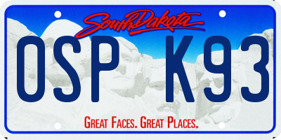 SD license plate 0SPK93