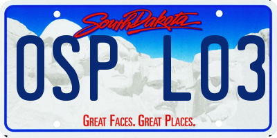 SD license plate 0SPL03