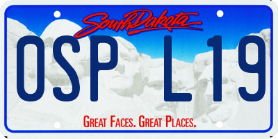 SD license plate 0SPL19