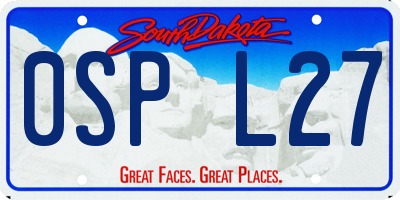 SD license plate 0SPL27