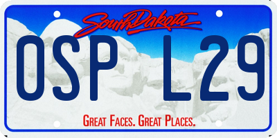 SD license plate 0SPL29