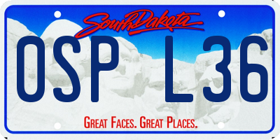 SD license plate 0SPL36