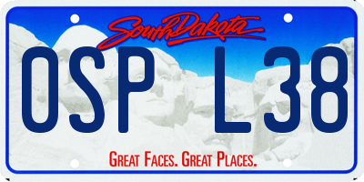 SD license plate 0SPL38