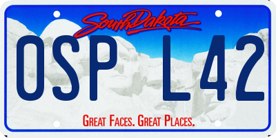 SD license plate 0SPL42