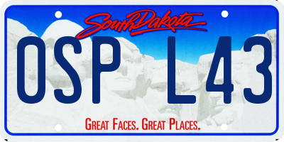 SD license plate 0SPL43