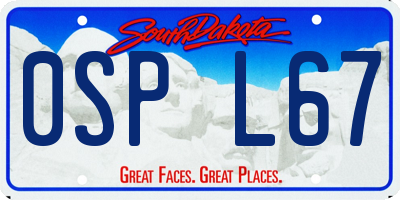 SD license plate 0SPL67