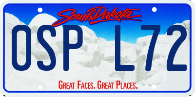 SD license plate 0SPL72
