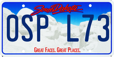 SD license plate 0SPL73