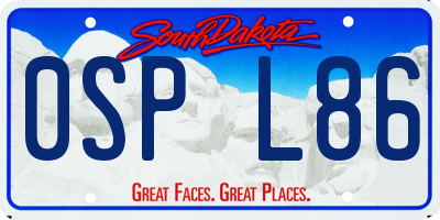 SD license plate 0SPL86