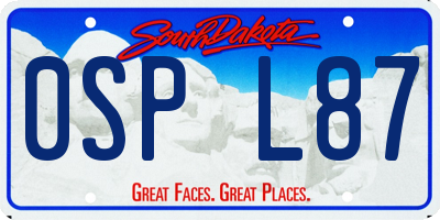 SD license plate 0SPL87