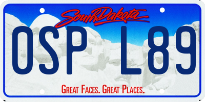 SD license plate 0SPL89