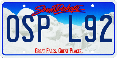 SD license plate 0SPL92