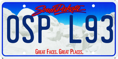 SD license plate 0SPL93