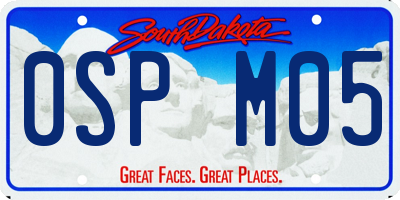 SD license plate 0SPM05