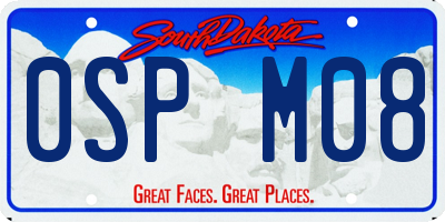 SD license plate 0SPM08