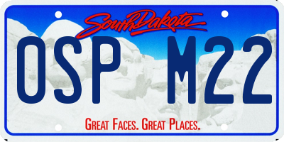 SD license plate 0SPM22
