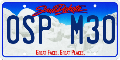 SD license plate 0SPM30