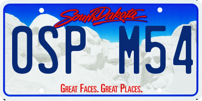SD license plate 0SPM54