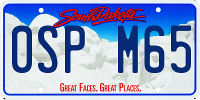 SD license plate 0SPM65