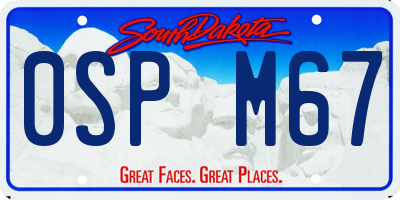 SD license plate 0SPM67