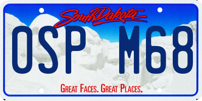 SD license plate 0SPM68