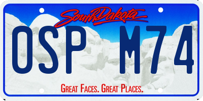 SD license plate 0SPM74